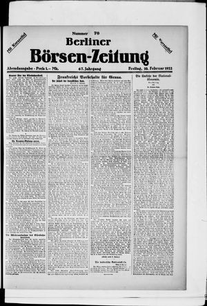 Berliner Börsen-Zeitung vom 10.02.1922