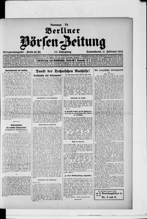 Berliner Börsen-Zeitung vom 11.02.1922