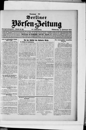 Berliner Börsen-Zeitung vom 15.02.1922