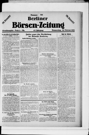 Berliner Börsen-Zeitung vom 16.02.1922