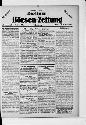 Berliner Börsen-Zeitung vom 08.03.1922