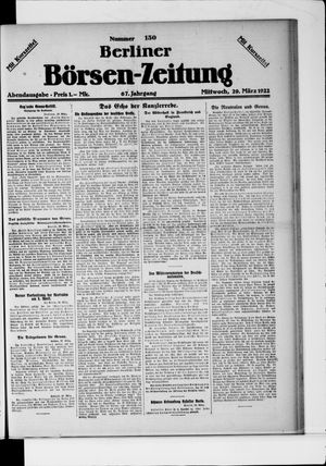 Berliner Börsen-Zeitung vom 29.03.1922