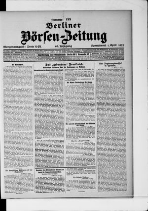 Berliner Börsen-Zeitung vom 01.04.1922