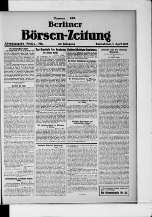 Berliner Börsen-Zeitung vom 01.04.1922