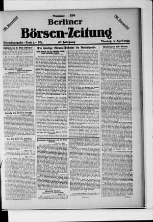 Berliner Börsen-Zeitung vom 03.04.1922