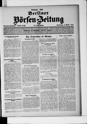Berliner Börsen-Zeitung vom 09.04.1922