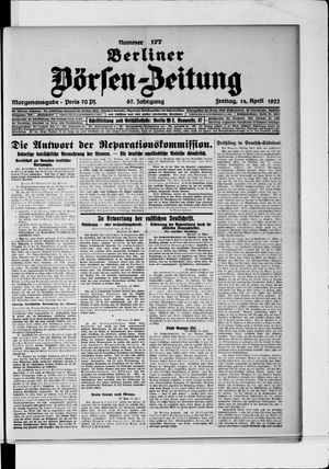 Berliner Börsen-Zeitung on Apr 14, 1922