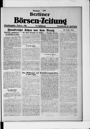 Berliner Börsen-Zeitung vom 15.04.1922
