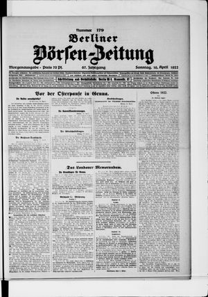 Berliner Börsen-Zeitung vom 16.04.1922