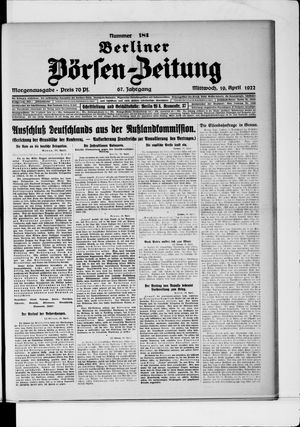 Berliner Börsen-Zeitung on Apr 19, 1922
