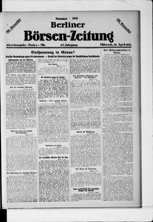 Berliner Börsen-Zeitung on Apr 19, 1922