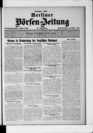 Berliner Börsen-Zeitung vom 20.04.1922