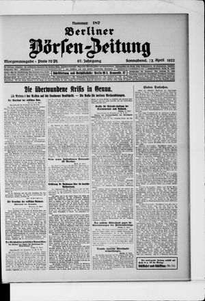 Berliner Börsen-Zeitung vom 22.04.1922