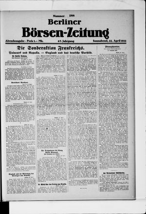 Berliner Börsen-Zeitung vom 22.04.1922