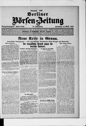 Berliner Börsen-Zeitung vom 23.04.1922
