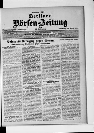 Berliner Börsen-Zeitung vom 25.04.1922