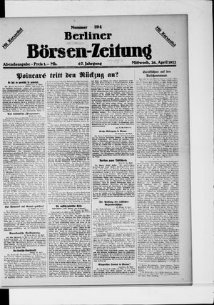 Berliner Börsen-Zeitung vom 26.04.1922