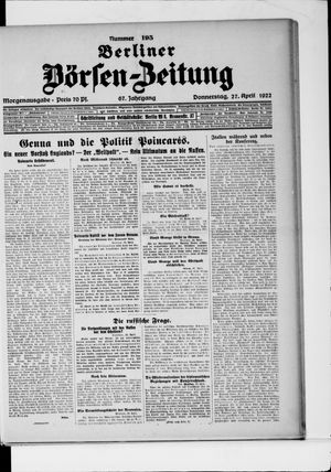 Berliner Börsen-Zeitung vom 27.04.1922