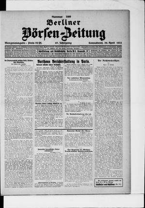 Berliner Börsen-Zeitung vom 29.04.1922