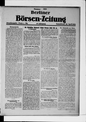 Berliner Börsen-Zeitung vom 29.04.1922