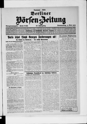 Berliner Börsen-Zeitung vom 05.05.1922