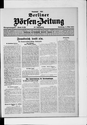 Berliner Börsen-Zeitung vom 07.05.1922