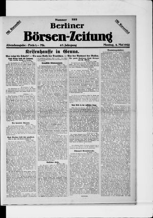 Berliner Börsen-Zeitung vom 08.05.1922