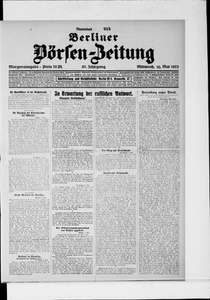 Berliner Börsen-Zeitung vom 10.05.1922