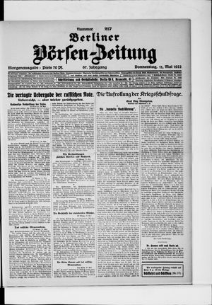 Berliner Börsen-Zeitung vom 11.05.1922