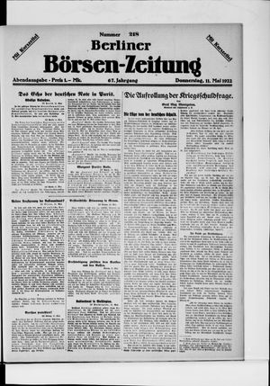 Berliner Börsen-Zeitung vom 11.05.1922