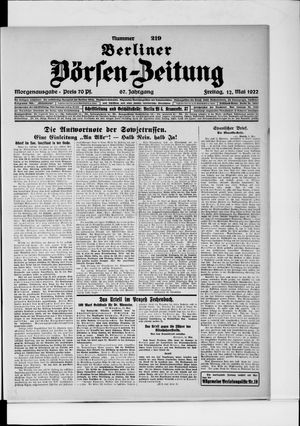 Berliner Börsen-Zeitung vom 12.05.1922