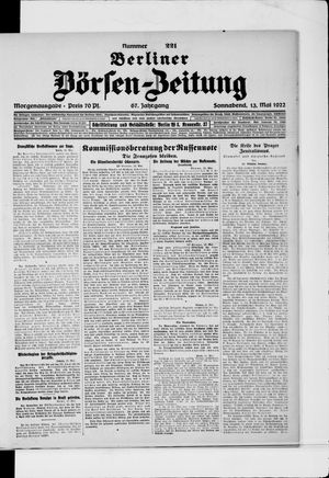 Berliner Börsen-Zeitung vom 13.05.1922