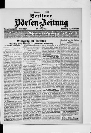 Berliner Börsen-Zeitung on May 14, 1922