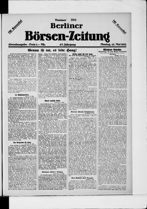 Berliner Börsen-Zeitung vom 15.05.1922