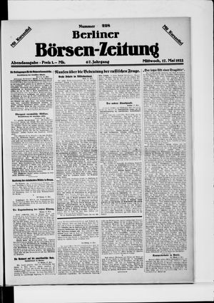 Berliner Börsen-Zeitung vom 17.05.1922