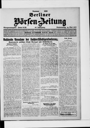 Berliner Börsen-Zeitung vom 18.05.1922