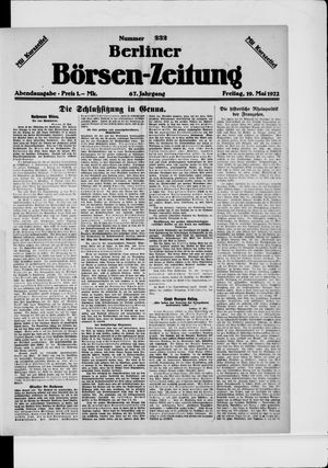 Berliner Börsen-Zeitung vom 19.05.1922
