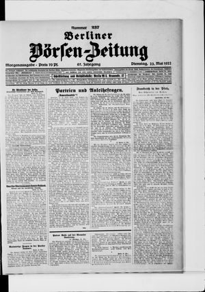 Berliner Börsen-Zeitung vom 23.05.1922