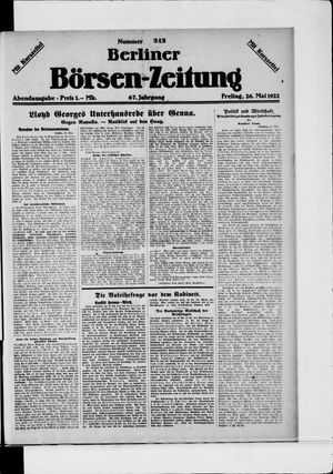 Berliner Börsen-Zeitung vom 26.05.1922