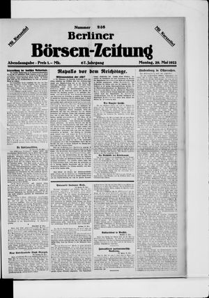 Berliner Börsen-Zeitung vom 29.05.1922