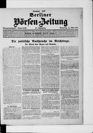 Berliner Börsen-Zeitung vom 30.05.1922