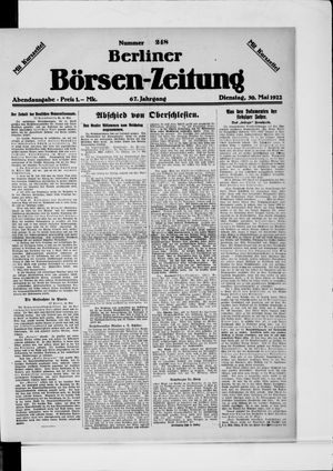 Berliner Börsen-Zeitung vom 30.05.1922