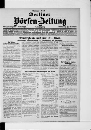 Berliner Börsen-Zeitung vom 31.05.1922