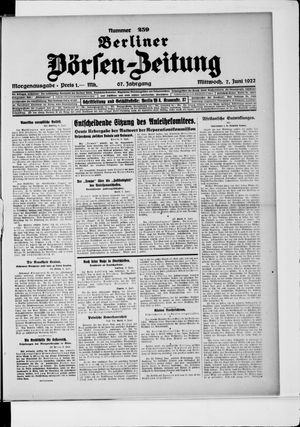 Berliner Börsen-Zeitung vom 07.06.1922