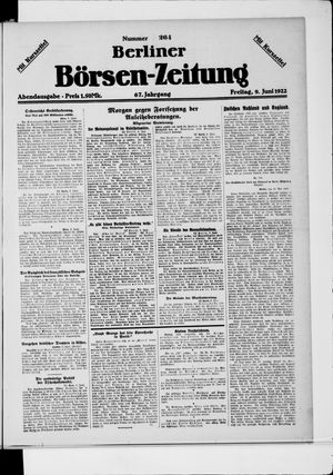 Berliner Börsen-Zeitung on Jun 9, 1922