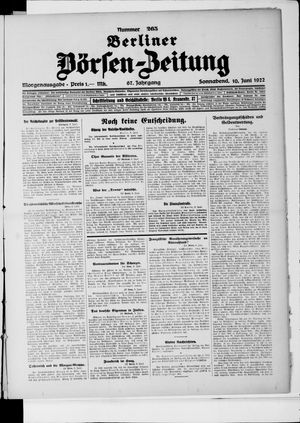 Berliner Börsen-Zeitung vom 10.06.1922