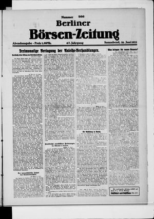Berliner Börsen-Zeitung vom 10.06.1922