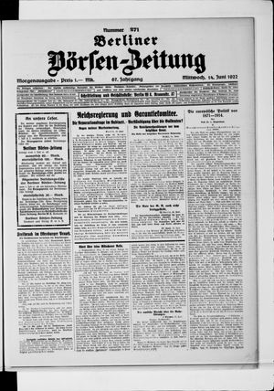 Berliner Börsen-Zeitung vom 14.06.1922
