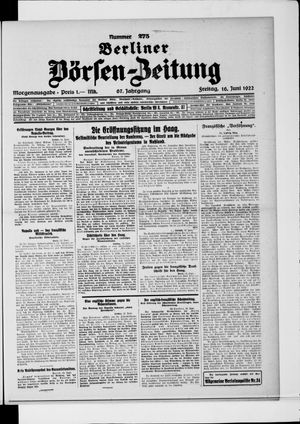 Berliner Börsen-Zeitung vom 16.06.1922