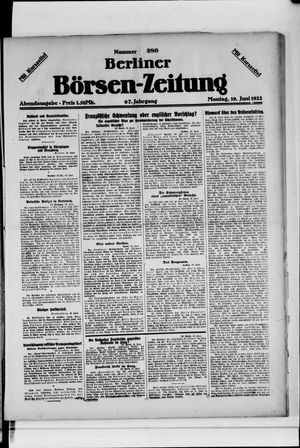 Berliner Börsen-Zeitung vom 19.06.1922